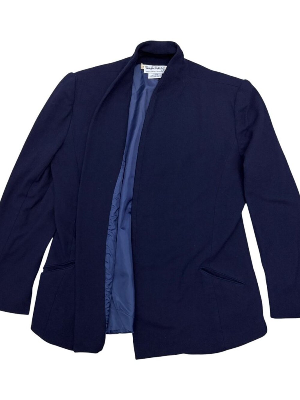 DIANE VON FURSTENBERG Vintage 70s WOOL Blazer Jacket Blue Business Coat Womens L